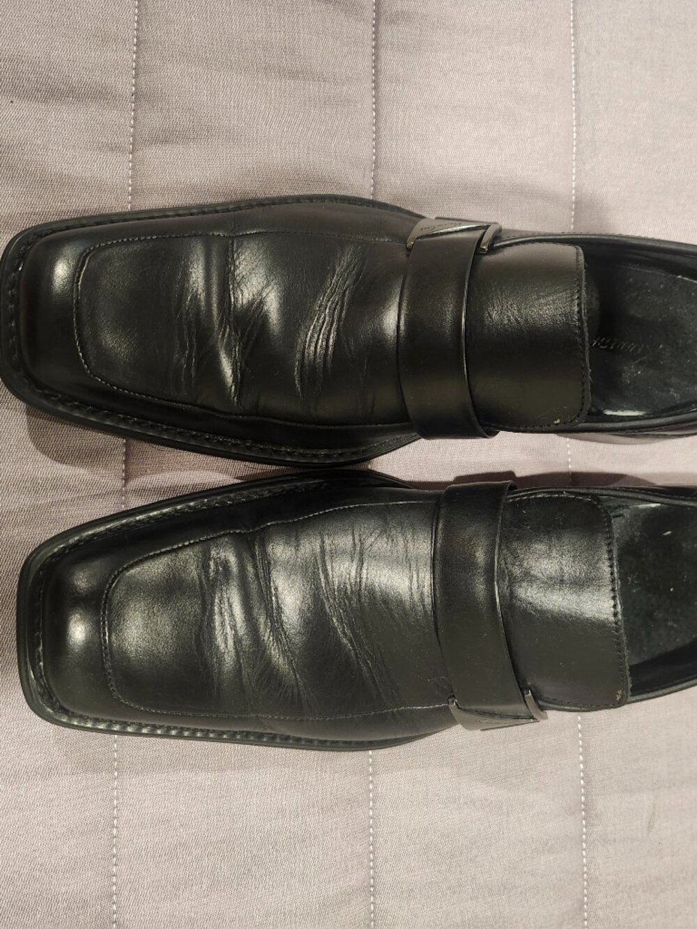 Kenneth Cole Reaction Edge of Reason Men's 9.5 M Black Leather Square Toe Loafer